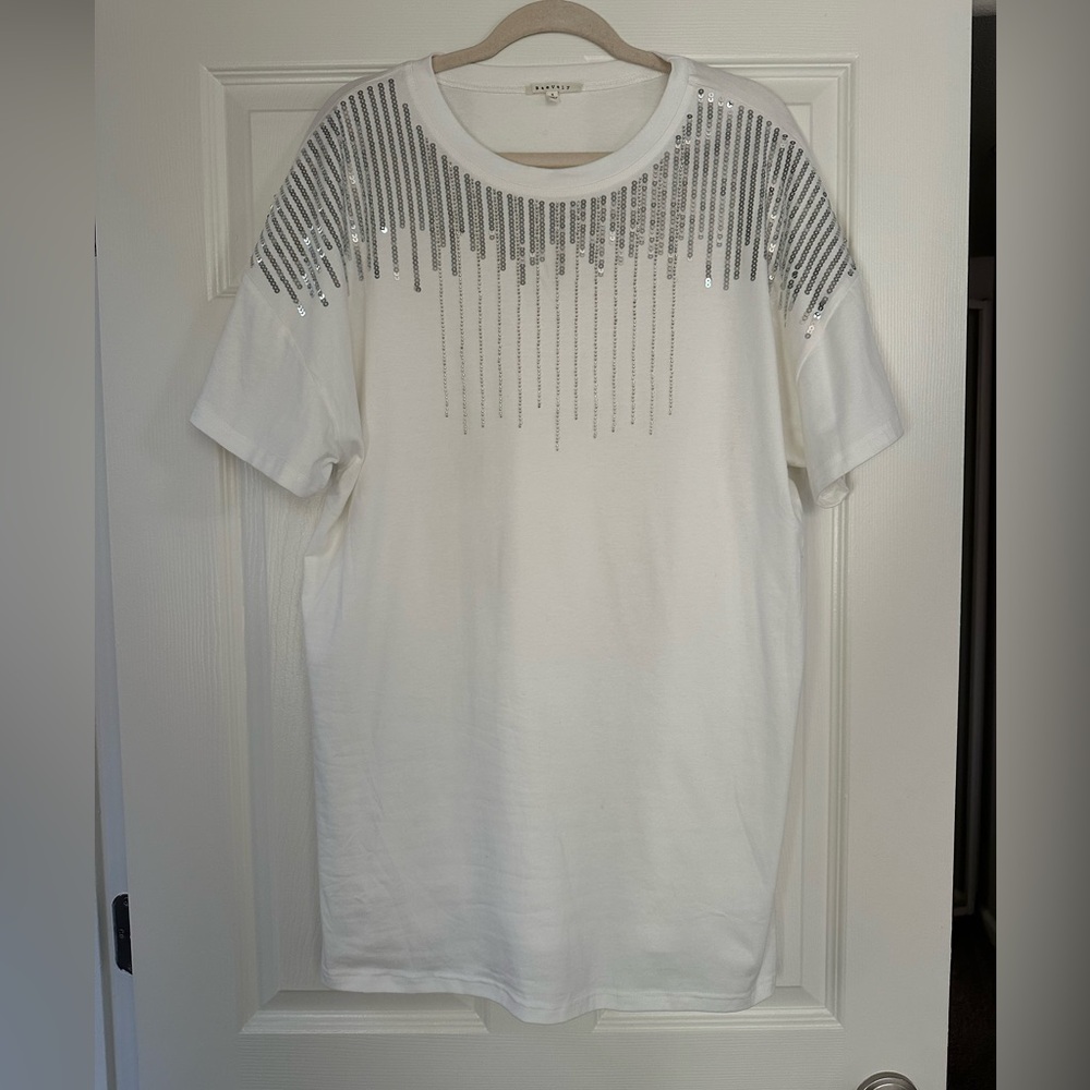 NWOT White Sequin Embellished T-Shirt Dress